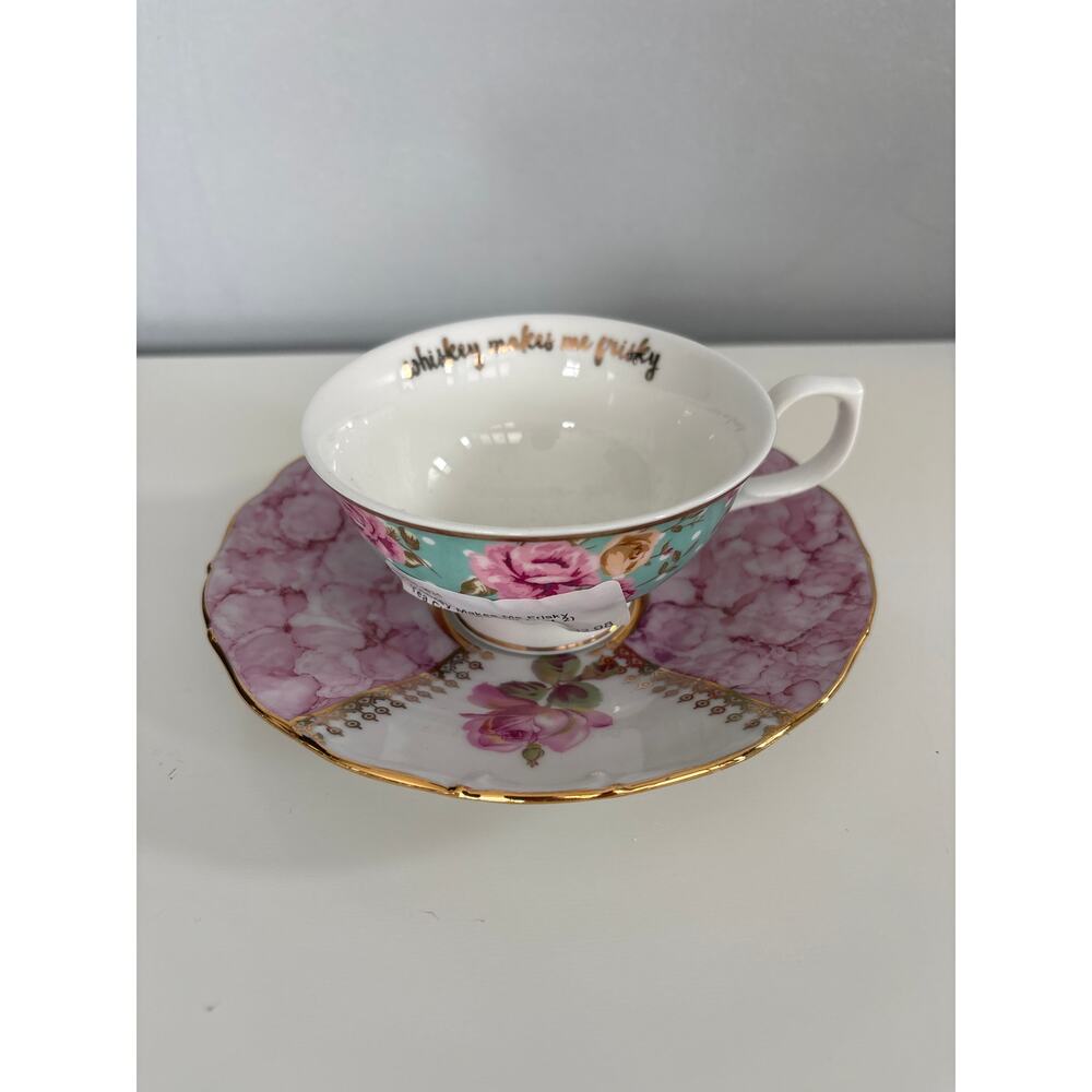Tricoastal Whiskey Makes Me Frisky Tea Cup & Saucer